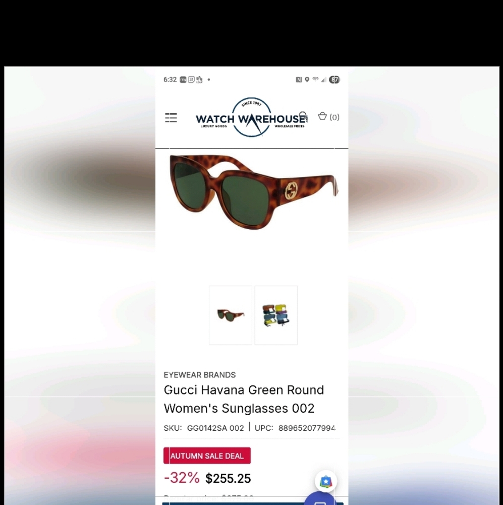 Gucci Havana Green Round Sunglasses
